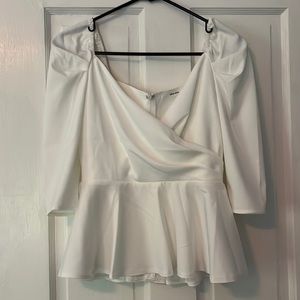 White peplum zipper back top NWT